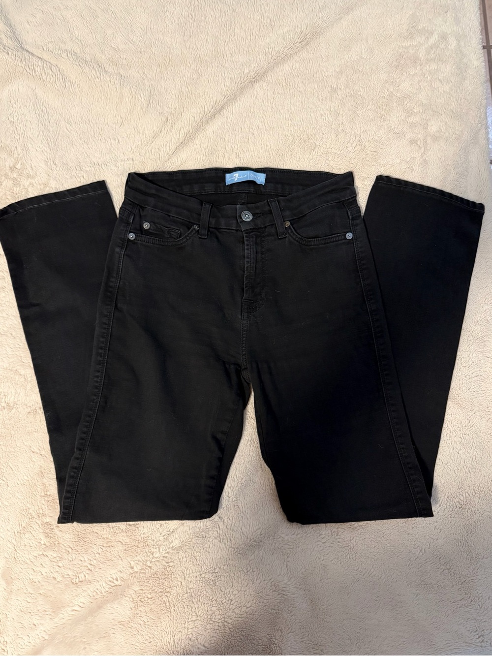 7 for All Mankind Black Straight Leg Jeans - 27